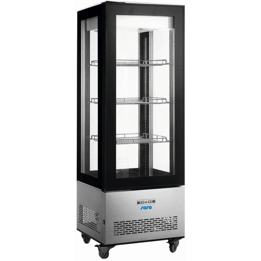 Saro Koelvitrine | 400l | Zwart/grijs | 0°c/+10°c | 4 Niveaus | Wielen | 650x650x1908(h)mm