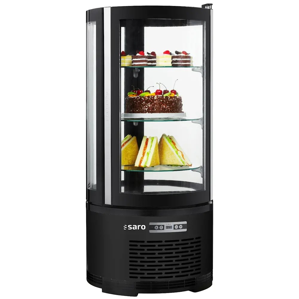 Saro Gebaksvitrine | Matilde | 100l | Zwart | +2°c/+8°c | Geforceerd | 3 Niveaus | ø480x1030(h)mm