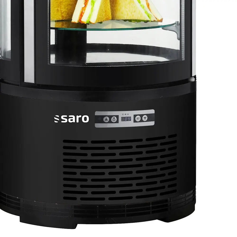 Saro Gebaksvitrine | Matilde | 100l | Zwart | +2°c/+8°c | Geforceerd | 3 Niveaus | ø480x1030(h)mm