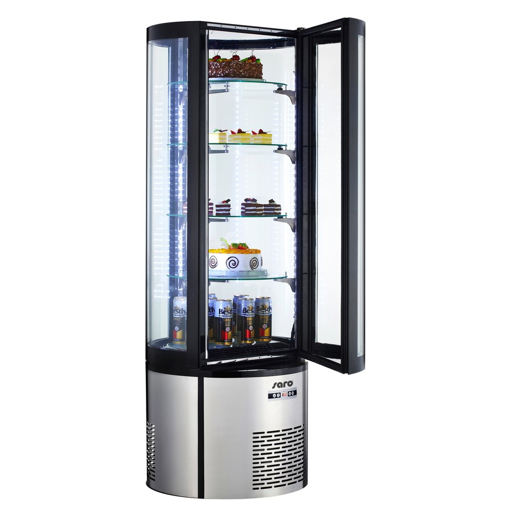 Saro Gebaksvitrine | 360l | Zwart/grijs | +2°c/+8°c | 5 Schappen | ø680x1750(h)mm