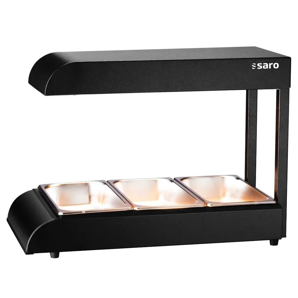 Saro Warmhoudbrug | Isla | 3x 1/3 GN | 50°c | Bovenverwarming (infrarood) | 0.53kw (230v) | 641x330x448(h)mm