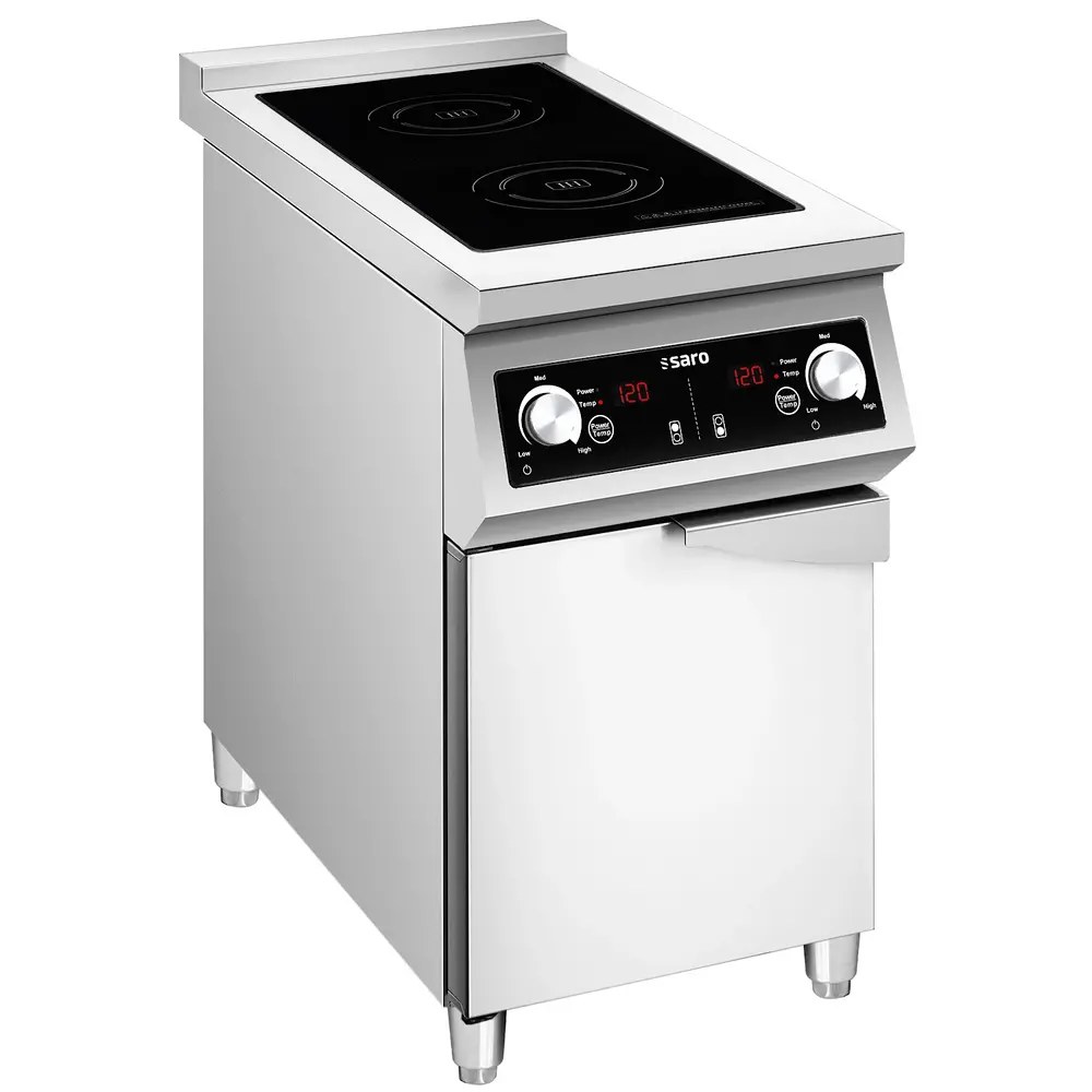 Saro Inductie Bak-/grillplaat | Brooklyn | Glad/gegroefd Oppervlak 650x450 (rvs) | 80°c/300°c | 10kw (400v) | Gesloten Onderkast | 800x700x880/980(h)mm