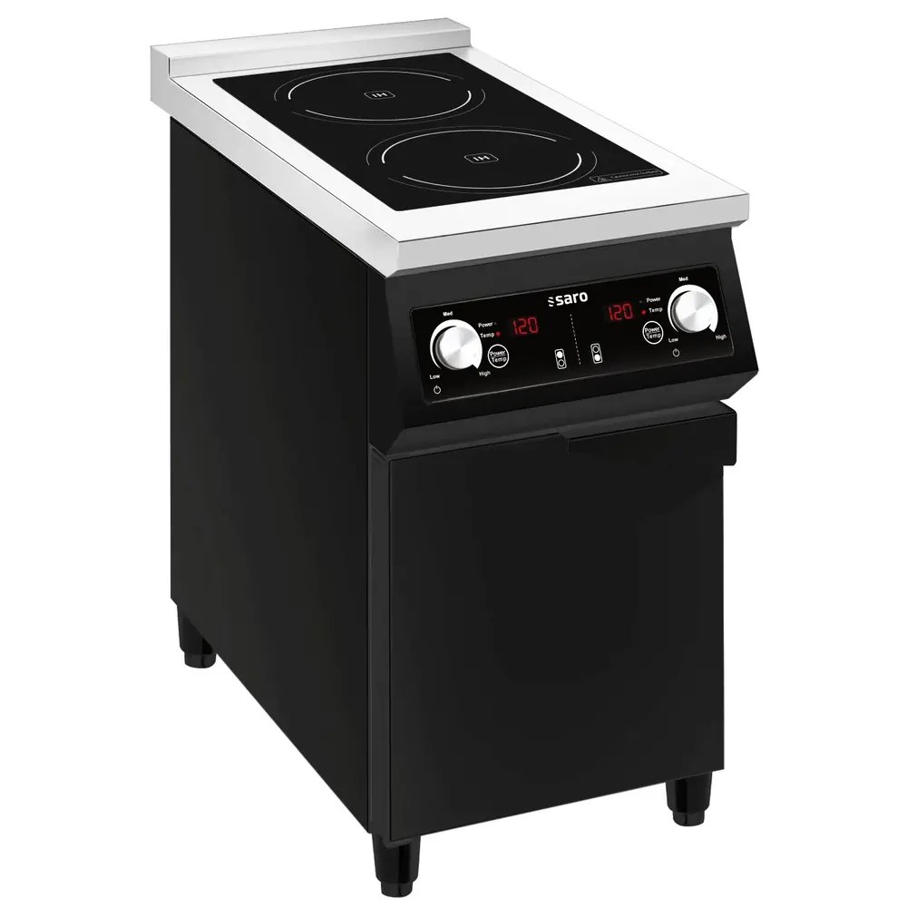Saro Inductie Bak-/grillplaat | Maurice | Glad Oppervlak 315x455 (rvs) | 80°c/300°c | 5kw (400v) | Gesloten Onderkast | 400x700x850/950(h)mm