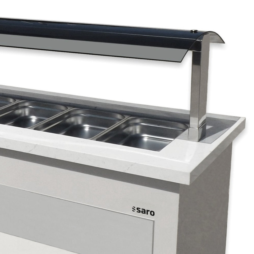 Saro Gekoeld Buffet | Premium Line | Wit | 0°c/+10°c | Statisch | 0.57kw | 3x 1/1 GN | Graniet Blad | Wielen (geremd) | 1300x880x1350(h)mm