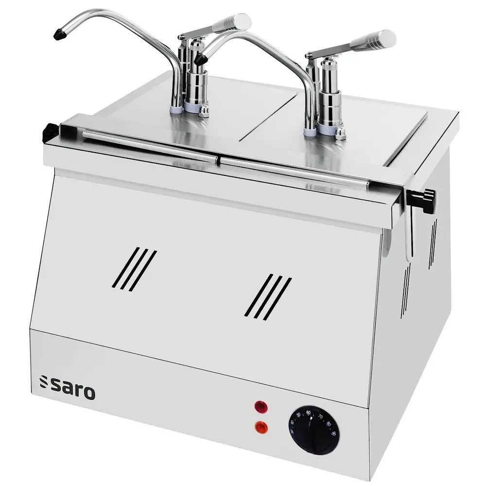 Saro Verwarmde Sausdispenser | Rvs | 2x 1/4 GN (2x 4.5l) | 30°c/90°c | Portie 35ml | 0.9kw (230v) | 400x380x510(h)mm