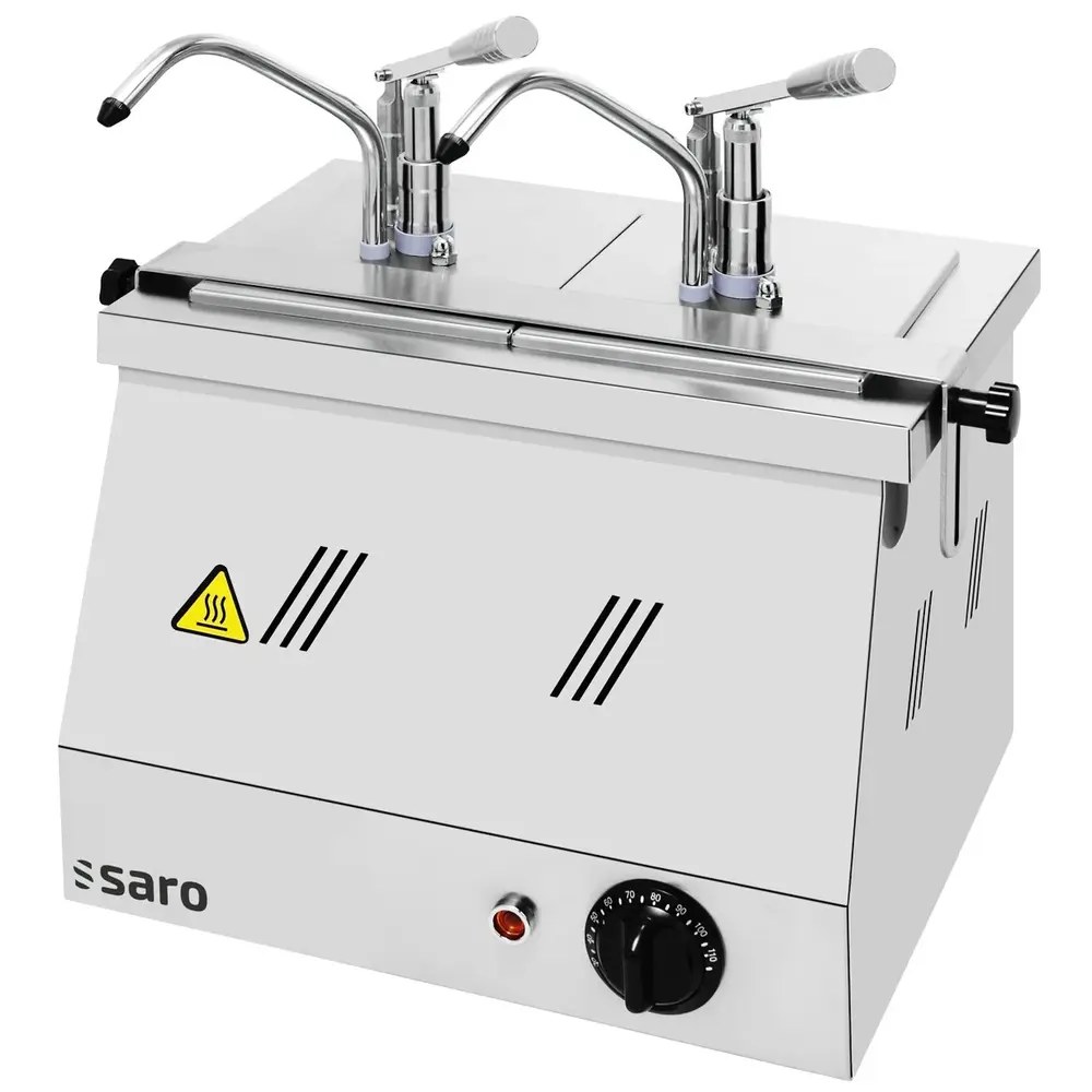 Saro Verwarmde Sausdispenser | Rvs | 2x 1/6 GN (2x 3l) | 30°c/90°c | Portie 35ml | 0.9kw (230v) | 400x290x510(h)mm