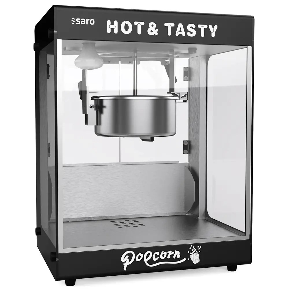Saro Popcornmachine | Jugo | Zwart | 1.16kw (230v) | Interne Verlichting | 462x357x588(h)mm
