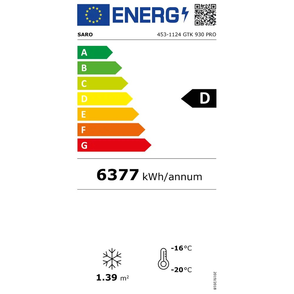 Saro Vrieskast | Gtk Pro | 1006l | Zwart | -15°c/-18°c | Geforceerd | Draaideuren | Wielen (geremd) | 1253x760x2003(h)mm