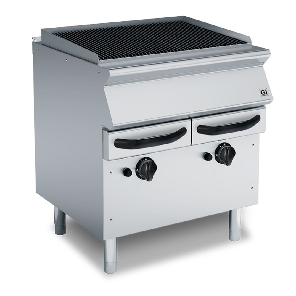 Gastro-inox 700 HP Waterbad Grill | Gas | 4 Gietijzeren Roosters | 15kw | 800x730x870(h)mm