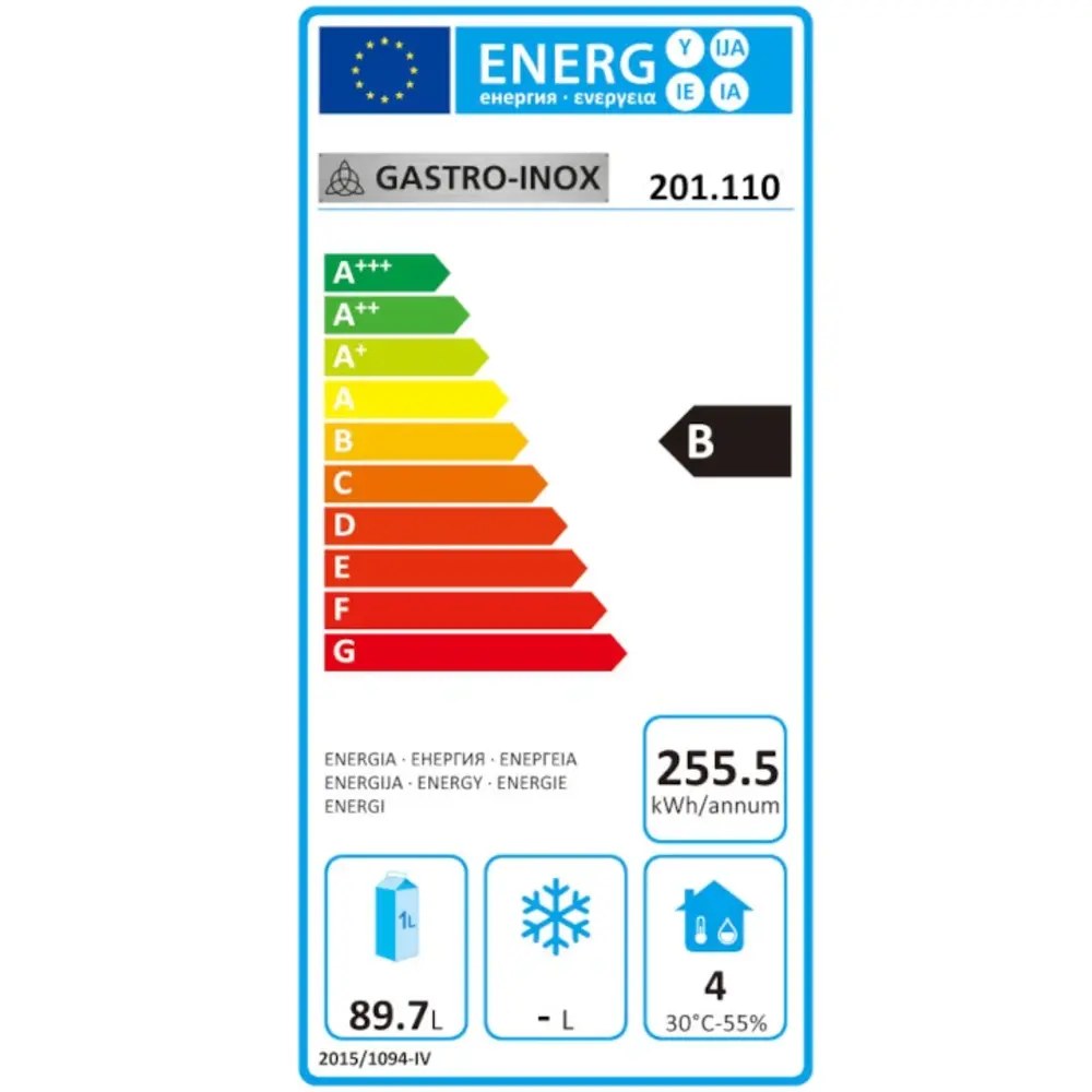 Gastro-inox Koelkast | 200l | Rvs | 0°c/+10°c | Statisch | 600x615x870(h)mm