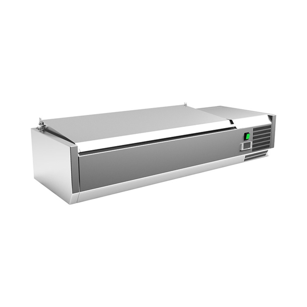 Gastro-inox Opzetkoelvitrine | 3x 1/3 + 1x 1/2 GN | 2°c Tot 8°c | 1200x335x440(h)mm