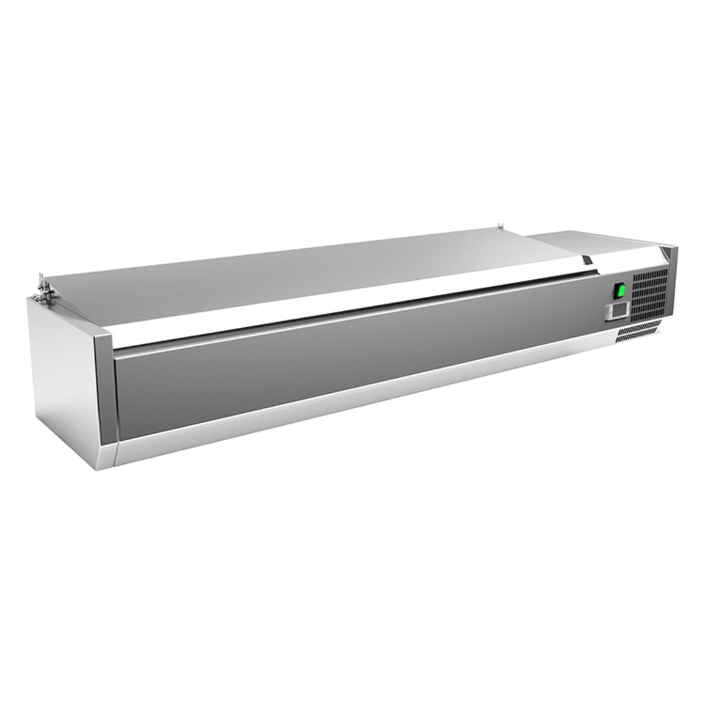 Gastro-inox Opzetkoelvitrine | 7x 1/4 GN | 2°c Tot 8°c | 1500x395x440(h)mm