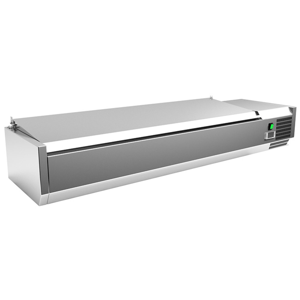 Gastro-inox Opzetkoelvitrine | 5x 1/3 + 1x 1/2 GN | 2°c Tot 8°c | 1500x335x440(h)mm