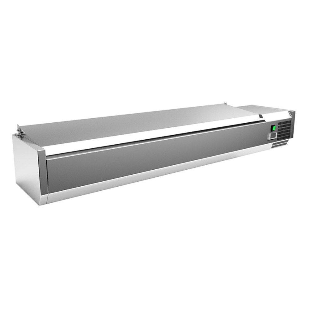 Gastro-inox Opzetkoelvitrine | 7x 1/4 GN | +2°c/+8°c | 1600x395x440(h)mm