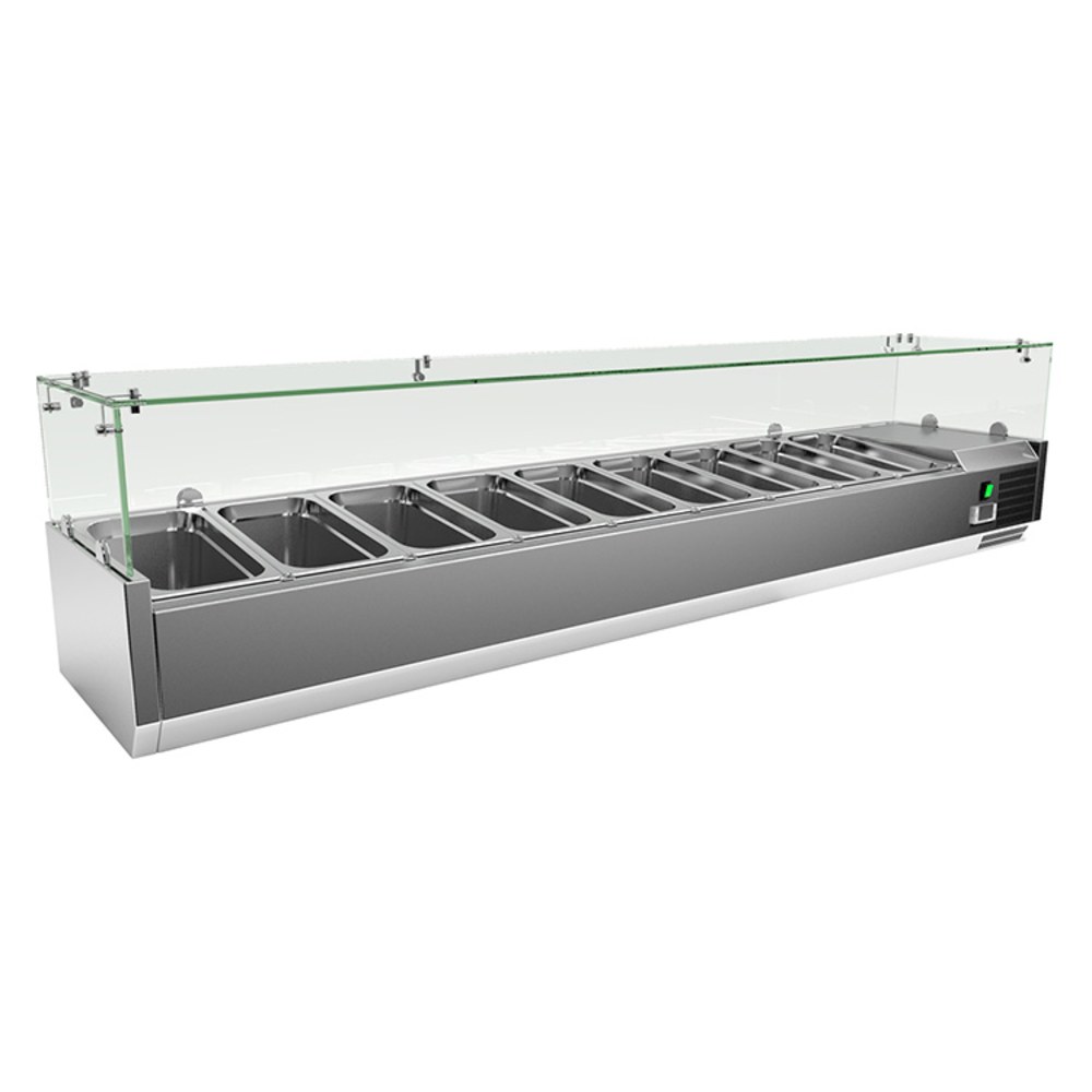 Gastro-inox Opzetkoelvitrine | 9x 1/3 GN | +2°c/+8°c | 2000x335x440(h)mm