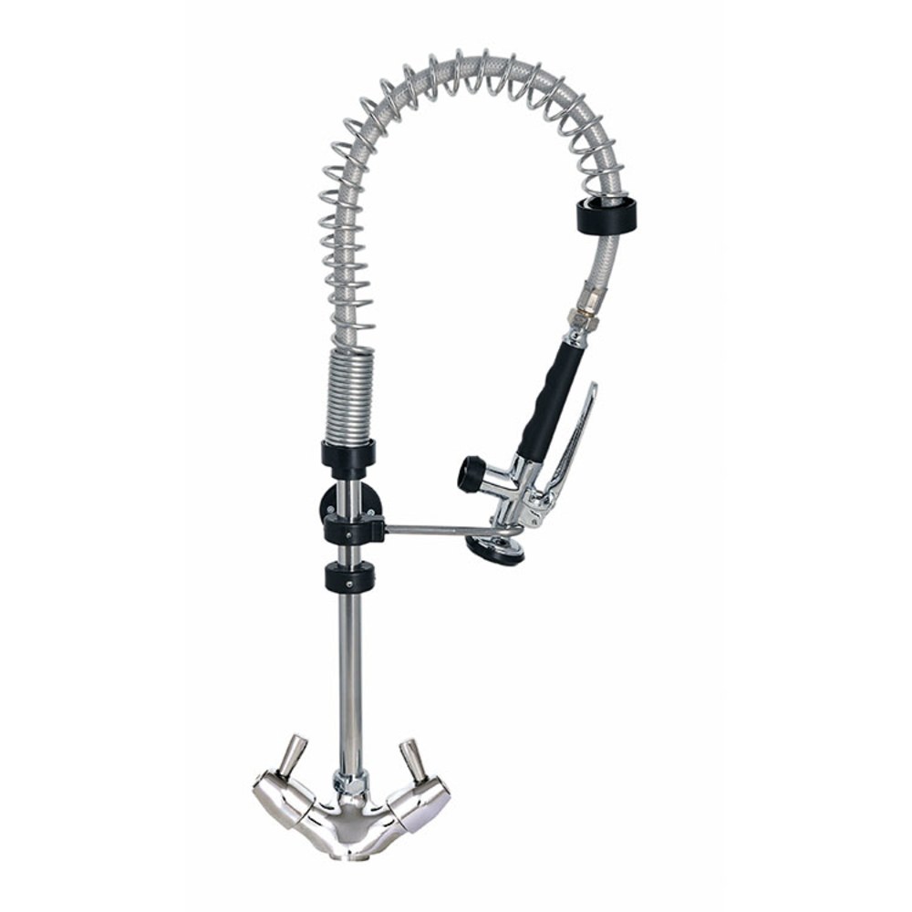 Gastro-inox Gastro-inox Monobloc Voorspoeldouche Met Draaihendels | Totale Hoogte 700mm | Verchroomd Koper