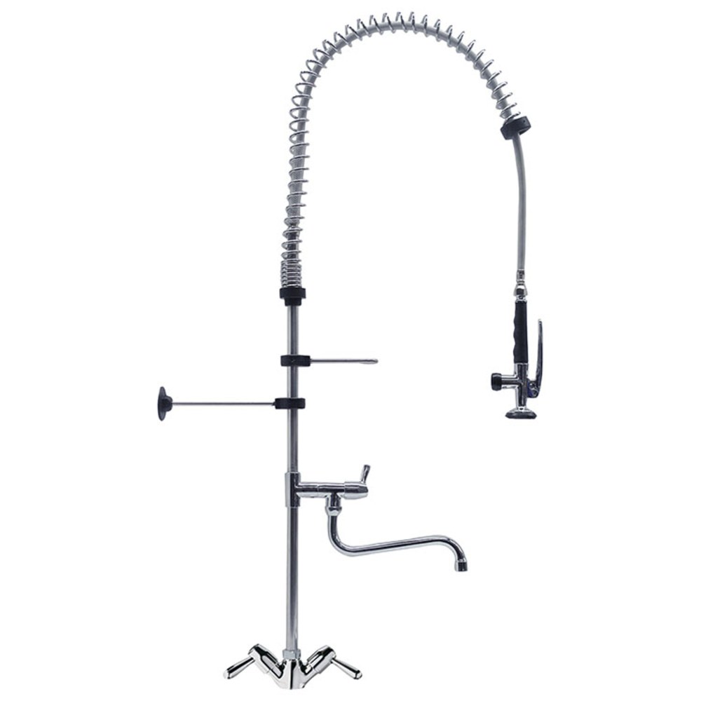 Gastro-inox Gastro-inox Monobloc Voorspoeldouche Met Draaihendels/zwenkkraan | Totale Hoogte 1200mm | Verchroomd Koper