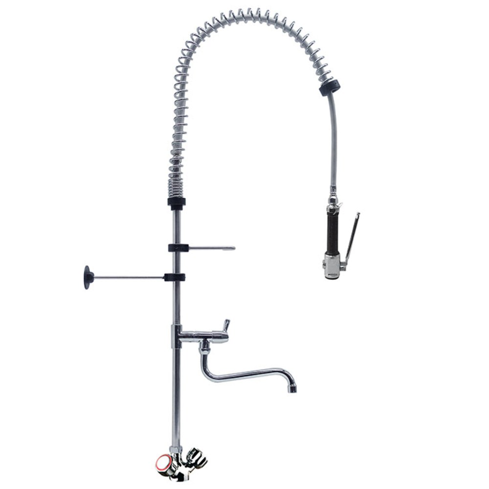 Gastro-inox Monobloc Voorspoeldouche | High Performance | Draaiknoppen & Zwenkkraan | 1200mm Hoog | Verchroomd Koper