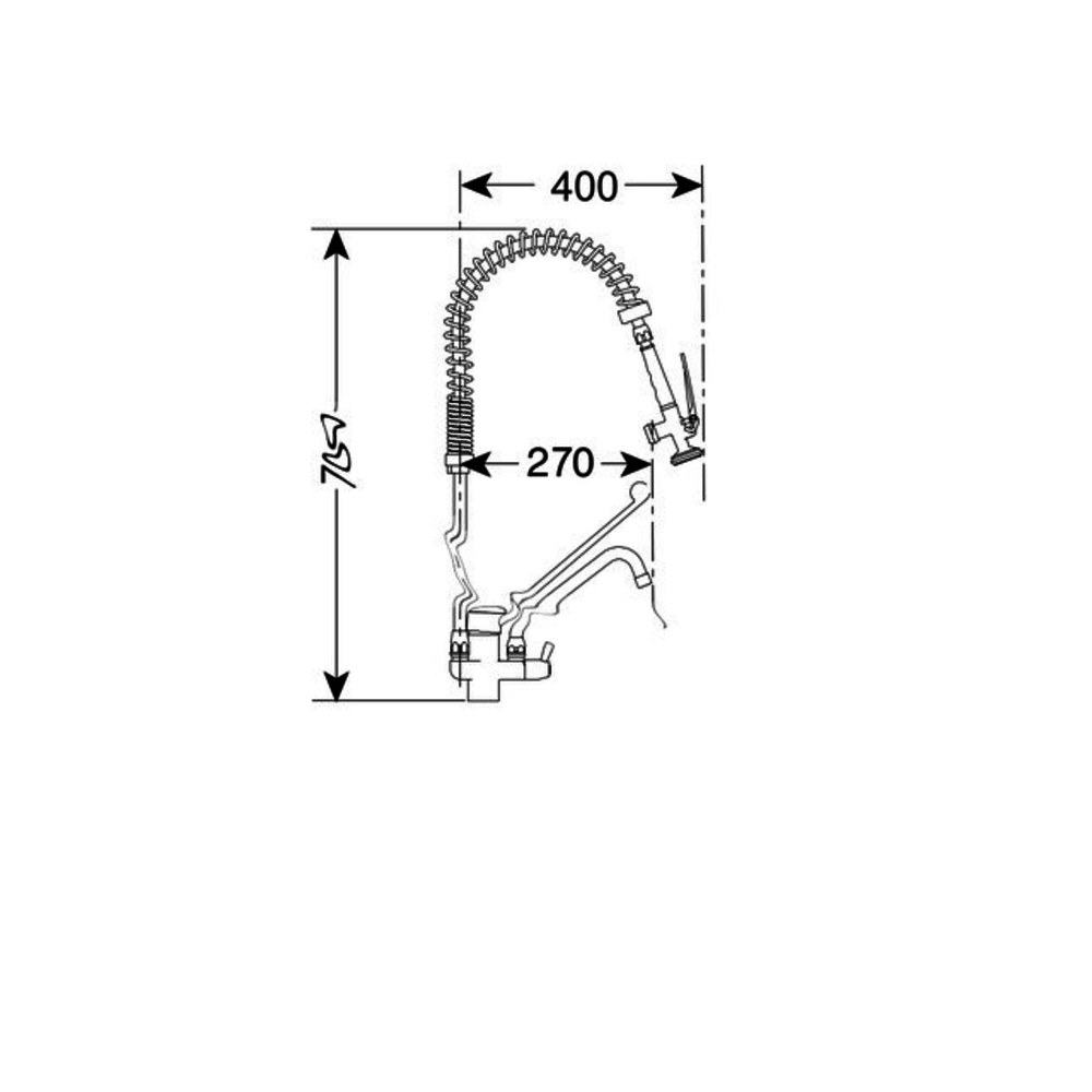 Gastro-inox Gastro-inox Monobloc Voorspoeldouche Met Handsfree en Zwenkkraan Van 250mm |totale Hoogte 700mm | Verchroomd Koper