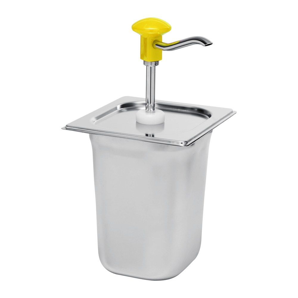 Gastro-inox Sausdispenser Met Gele Drukknopbediening | 3L | Portie Ml/gr 30 ml | 165x180x320(h)mm