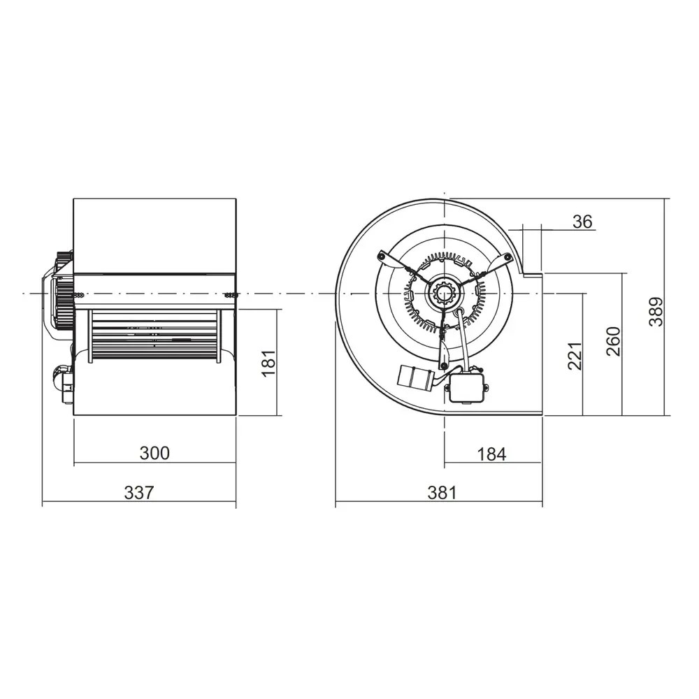 Combisteel Motor | Slakkenhuis | 3000m³/u. | 4.3a | 550w (230v) | 387x381x389(h)mm