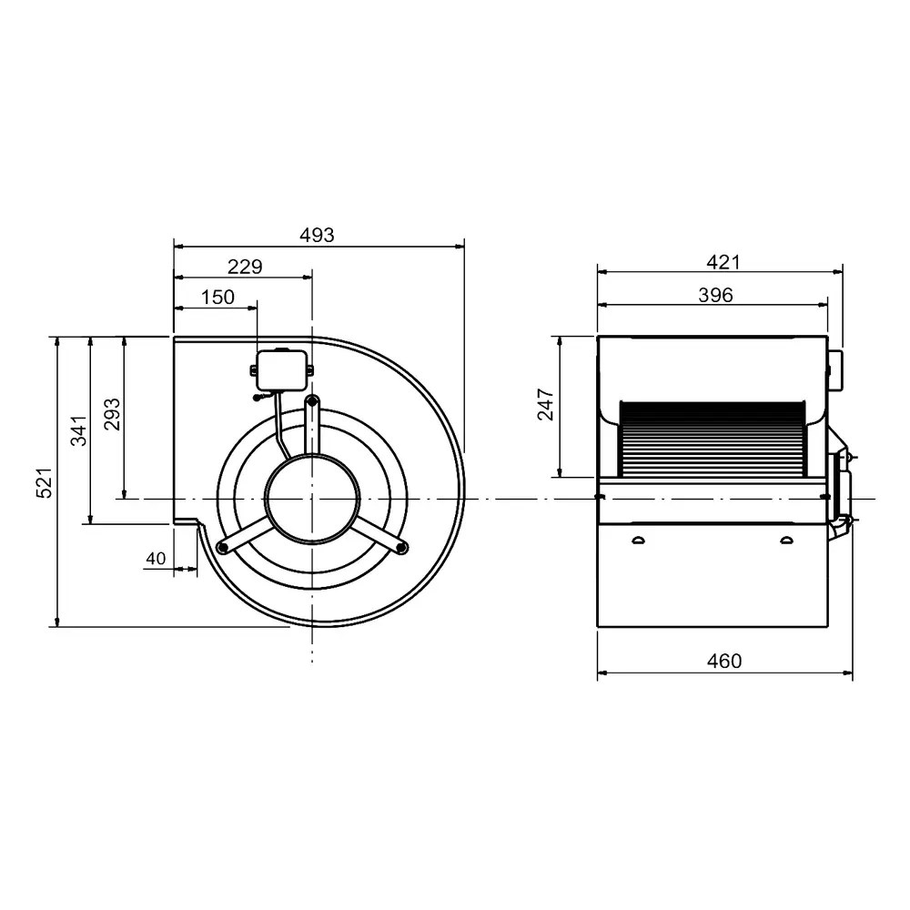 Combisteel Motor | Slakkenhuis | 6000m³/u. | 5.9a | 1.1kw (400v) | 471x490x521(h)mm