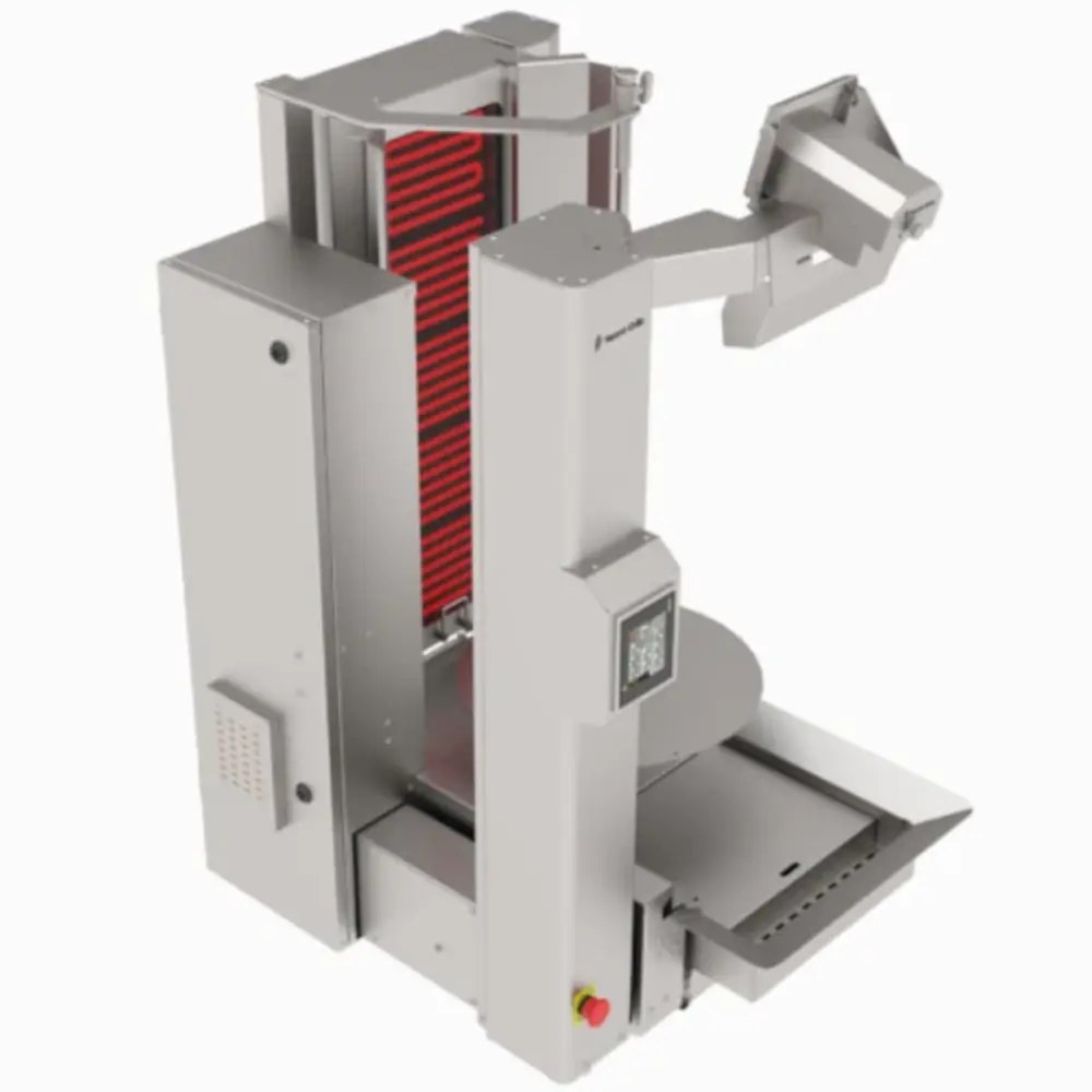 Naomi Grills Robot Dönergrill | Gas | 5 Branders | 19kw (5x 3.8kw) | Max. 120kg | Rotatiemotor Onder | Handsfree Snijden | 720x980x1260(h)mm