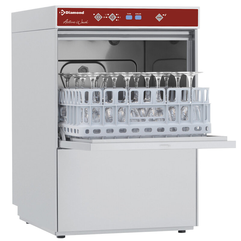 Diamond Glazenspoelmachine | Mand 400x400 | Naglanspomp | 230v | Dubbelwandig | 465x550x710(h)mm