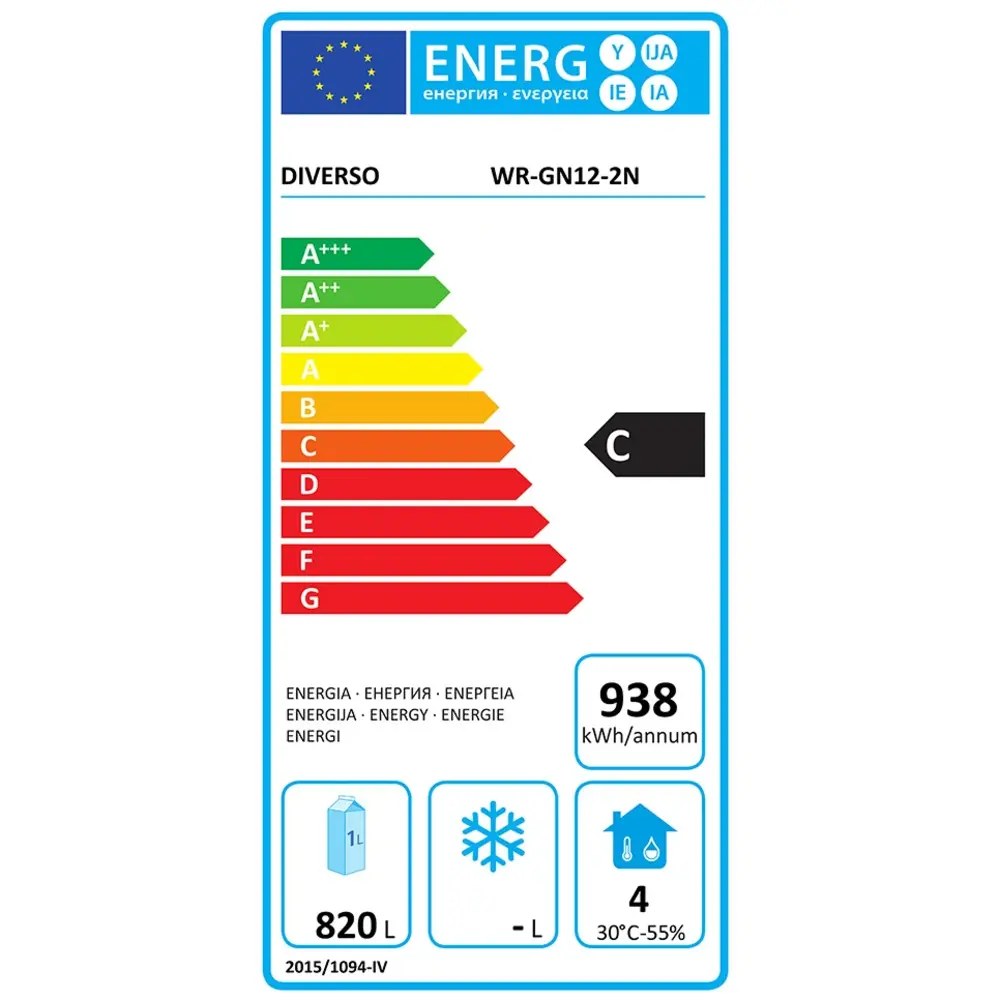 Diverso by Diamond Koelvitrine | 120l | Rvs/zwart | +1°c/+12°c | Geforceerd | 3 Niveaus | 695x570x685(h)mm