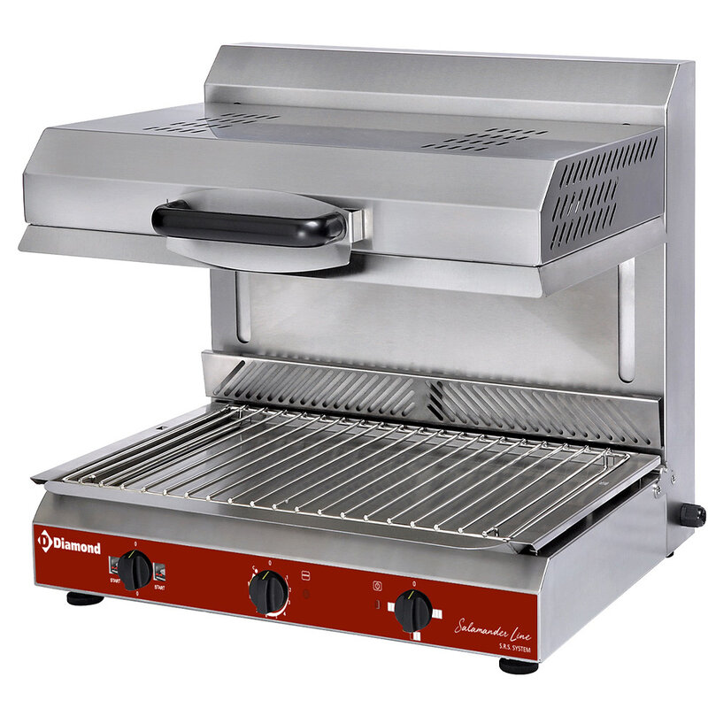 Diamond Salamander Grill | Salamander Line | Glaskeramisch | 2 Zones | ≤350°c | 3kw (230v) | Timer | Hoogte Verstelbaar | 600x640x590(h)mm
