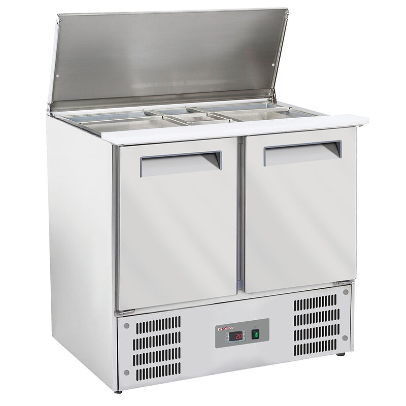 Gekoelde Saladette Met Deksel 2x GN 1/1 + 3x GN 1/6-150 mm + Reserve 2 Deuren GN 1/1