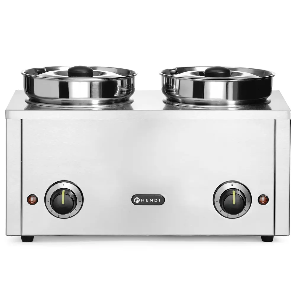 Hendi Hotpot Bain-marie | Thermosystem | 2x 4L (ø215mm) | 30°c/85°c | 0.4kw (230v) | 506x312x298(h)mm