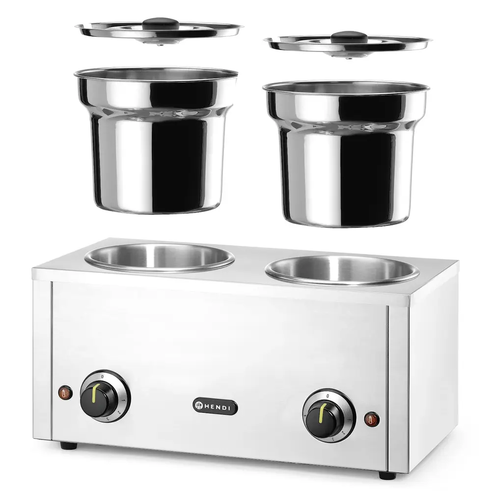 Hendi Hotpot Bain-marie | Thermosystem | 2x 4L (ø215mm) | 30°c/85°c | 0.4kw (230v) | 506x312x298(h)mm