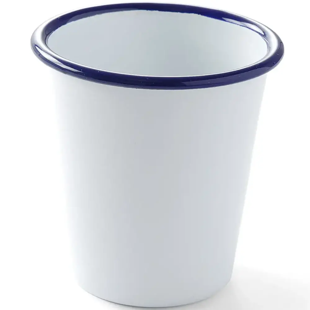 Hendi Beker | Geëmailleerd Staal | Wit/blauw | 30cl | Per Stuk | ø90x90(h)mm