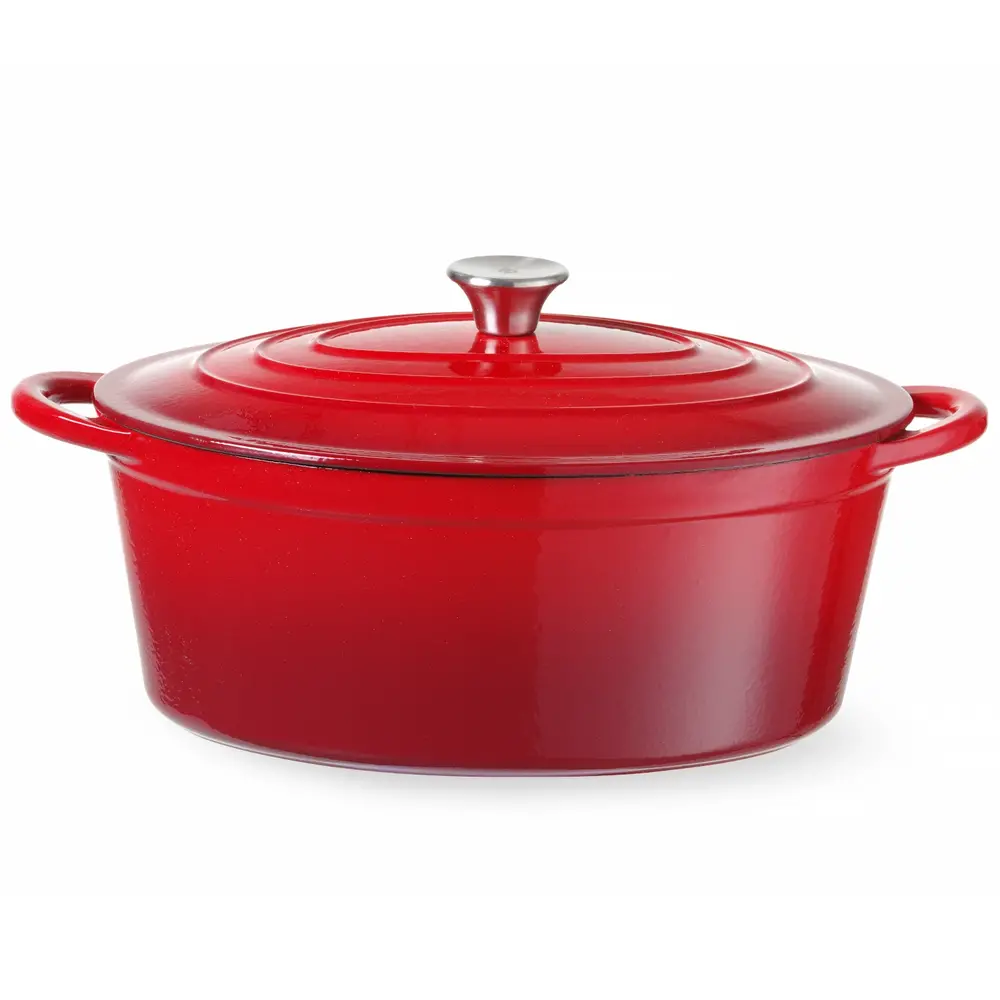 Hendi Braadpan | Geëmailleerd | 6.88l | Div. Warmtebronnen | Incl. Deksel | 405x255x134(h)mm