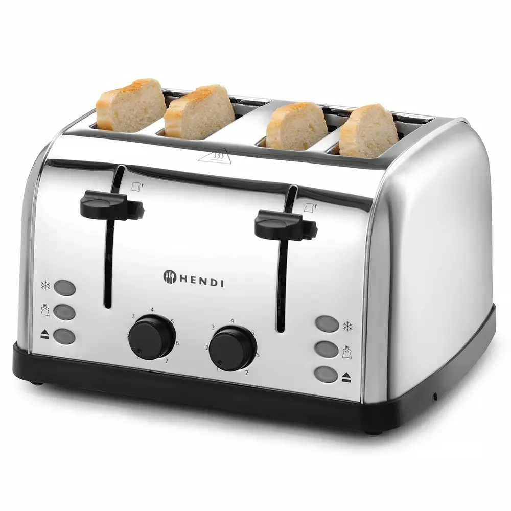 Hendi Broodrooster | Rvs | 4 Sleuven | 1.5kw (230v) | 335x295x180(h)mm