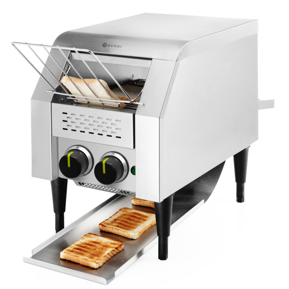 Hendi Doorlooptoaster | Rvs | Enkel | Max. 135/u. | 1.34kw (230v) | 288x418x387(h)mm