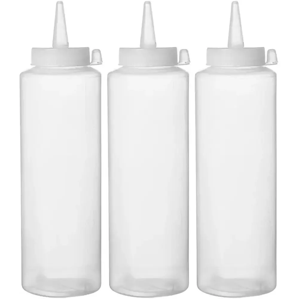Hendi Doseerflessen | Kunststof | Transparant | 200ml | Afsluitdop | 3 Stuks | ø50x185(h)mm