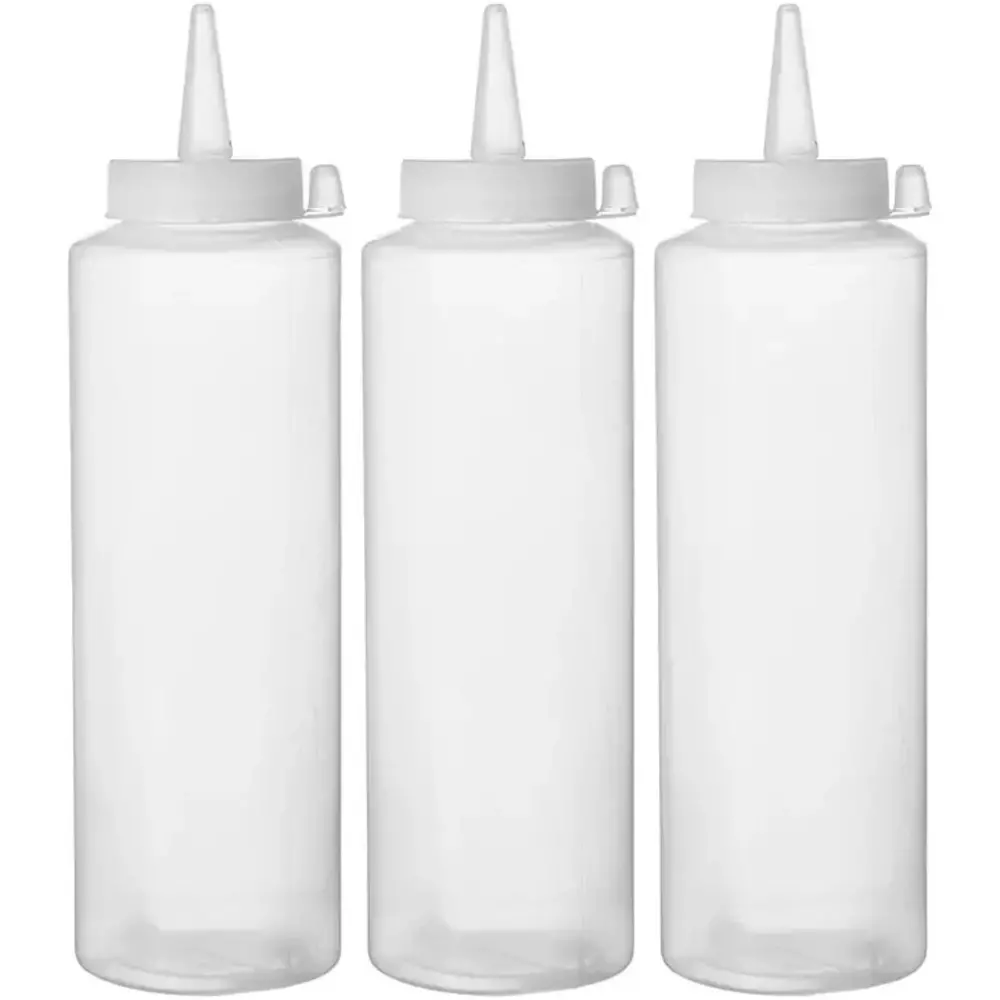 Hendi Doseerflessen | Kunststof | Transparant | 350ml | Afsluitdop | 3 Stuks | ø55x205(h)mm