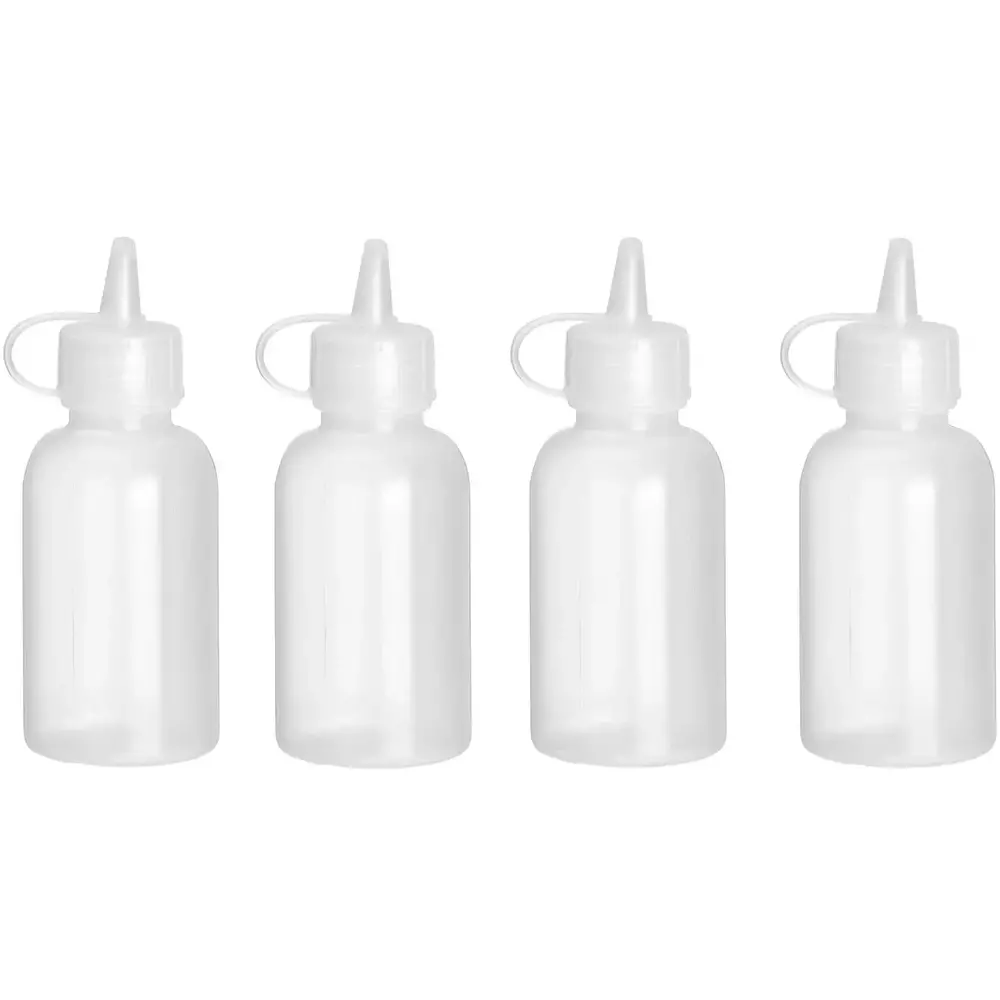 Hendi Doseerflessen | Kunststof | Transparant | 50ml | Mini | Afsluitdop | 4 Stuks | ø35x100(h)mm