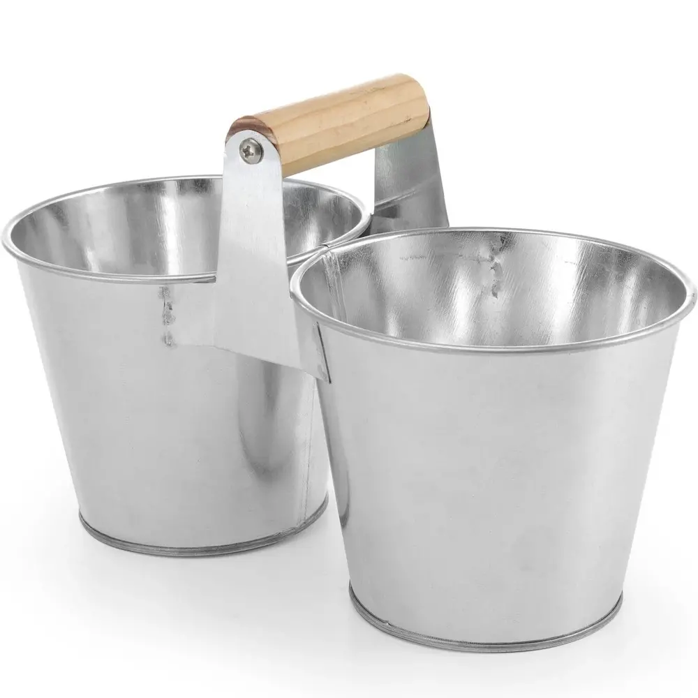 Hendi Dubbele Serveeremmer | Hout/gegalvaniseerd Staal | Per Stuk | 250x125x105(h)mm
