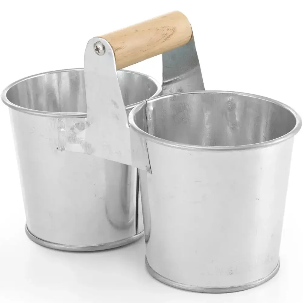 Hendi Dubbele Serveeremmer | Hout/gegalvaniseerd Staal | Per Stuk | 190x95x90(h)mm