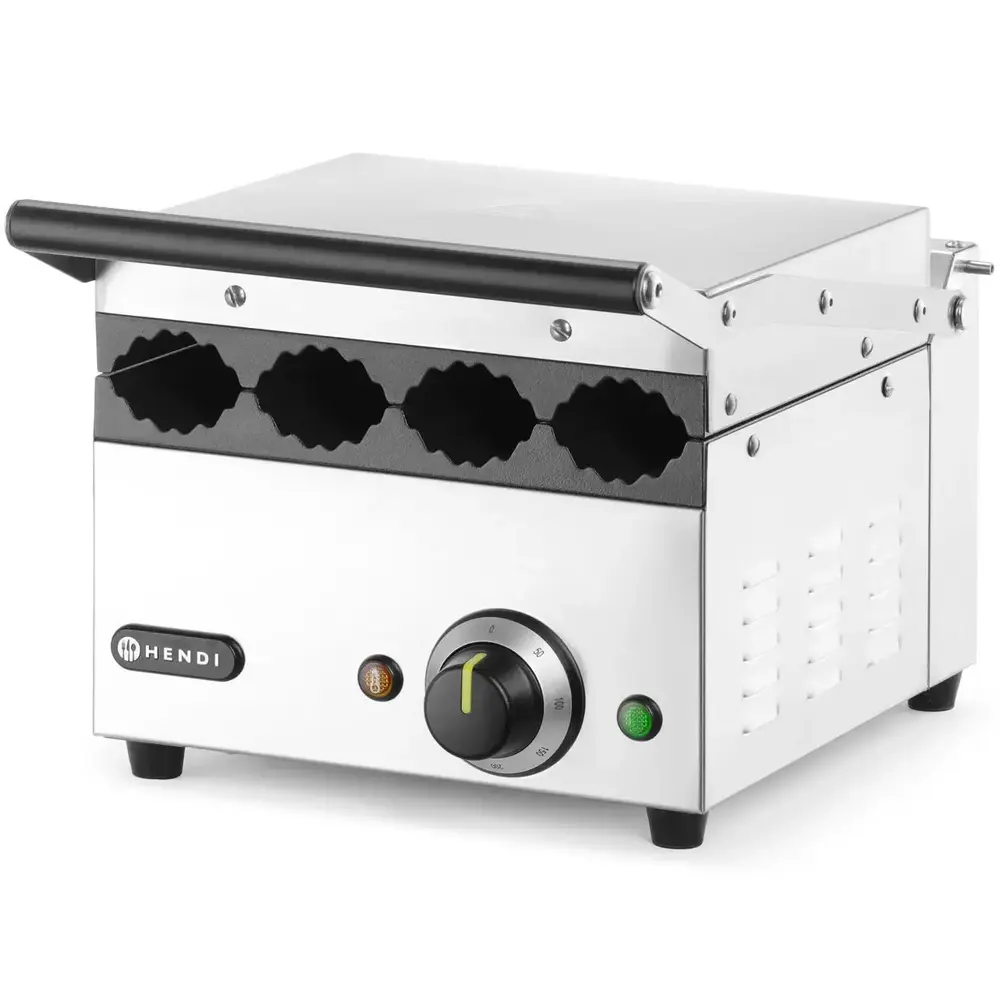Hendi Hotdog Contactgrill | Enkel | Gegroefd Oppervlak 270x250 (gietijzer) | 50°c/300°c | 1.8kw (230v) | 385x285x254(h)mm