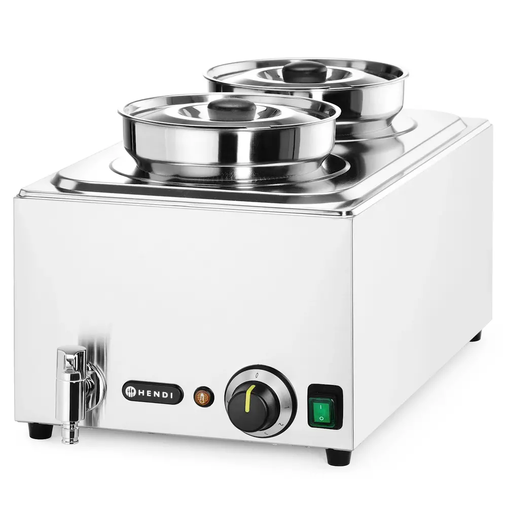 Hendi Hotpot Bain-marie | Ranger | Elektrisch | 2x 4L | 30°c/85°c | 1kw (230v) | Aftapkraan | 332x605x315(h)mm