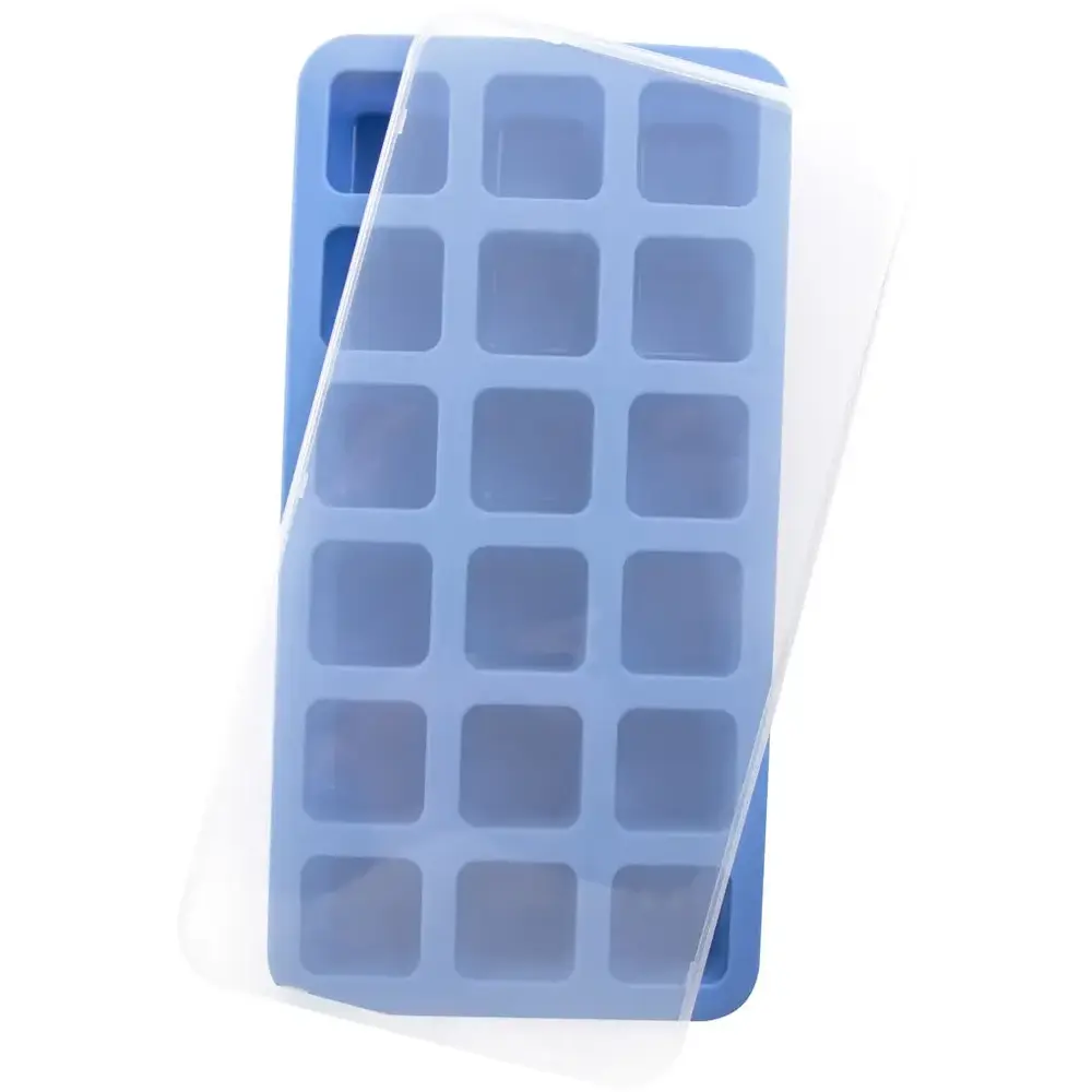 Hendi Ijsblokjesvorm | Barup | Siliconen | Blauw | 18 Kubusjes | Deksel | 217x114x30(h)mm