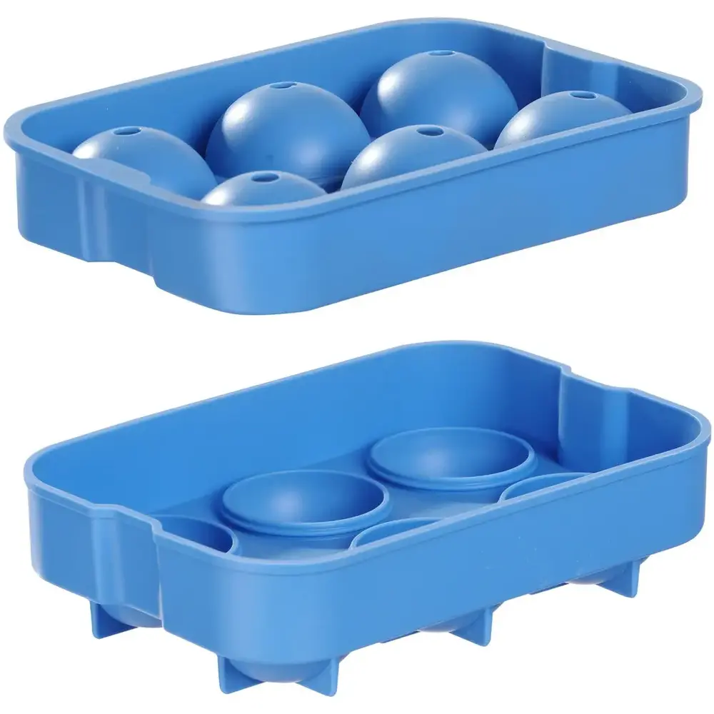 Hendi Ijsblokjesvorm | Barup | Siliconen | Blauw | 2-delig | 6 Ijsballen | 180x125x50(h)mm