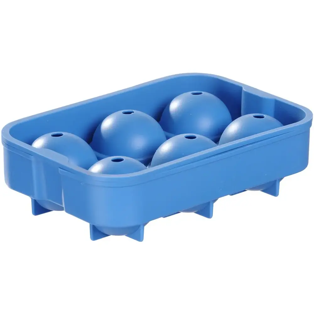 Hendi Ijsblokjesvorm | Barup | Siliconen | Blauw | 2-delig | 6 Ijsballen | 180x125x50(h)mm