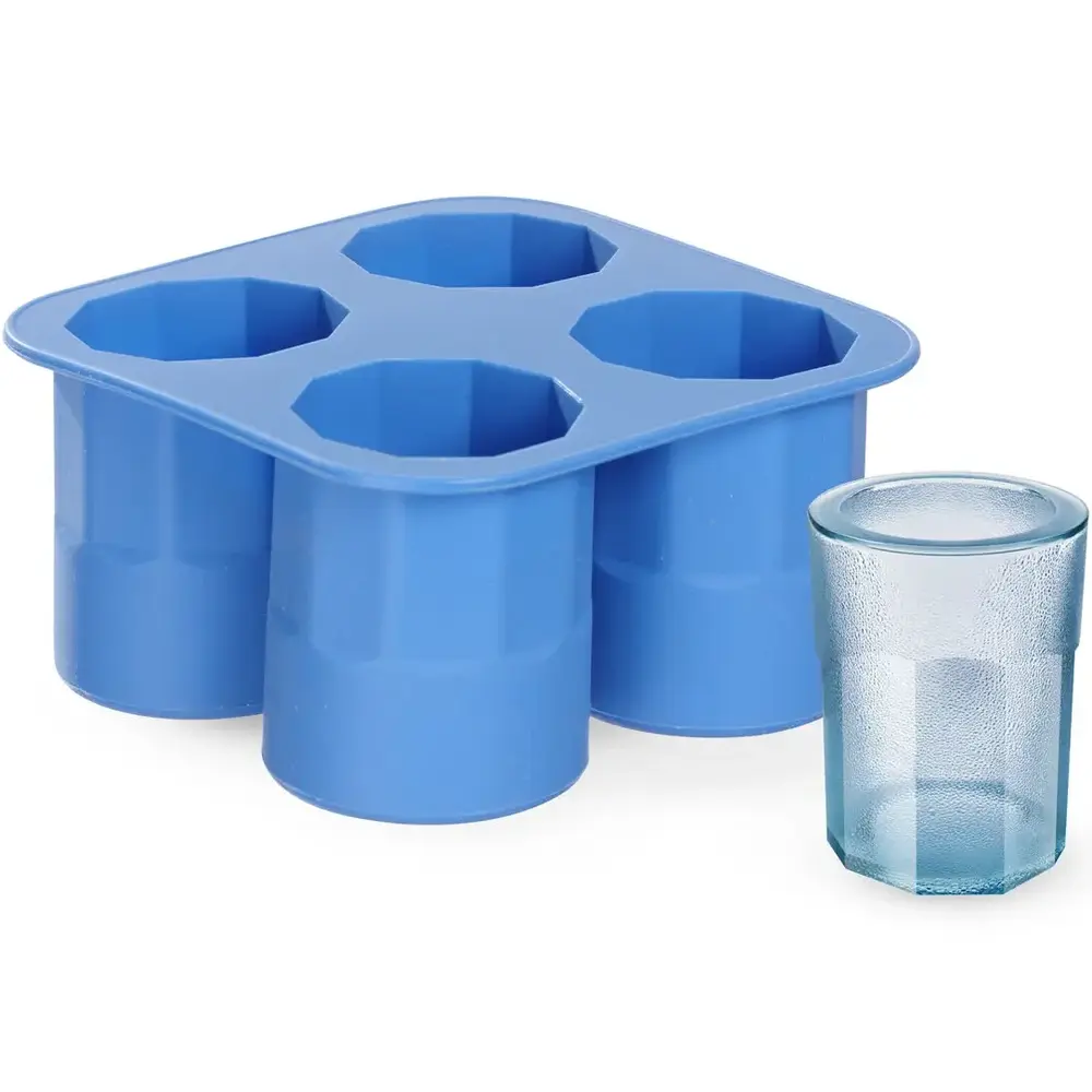Hendi Ijsblokjesvorm | Barup | Siliconen | Blauw | 4 Shotglas-ijsblokjes | 122x122x60(h)mm