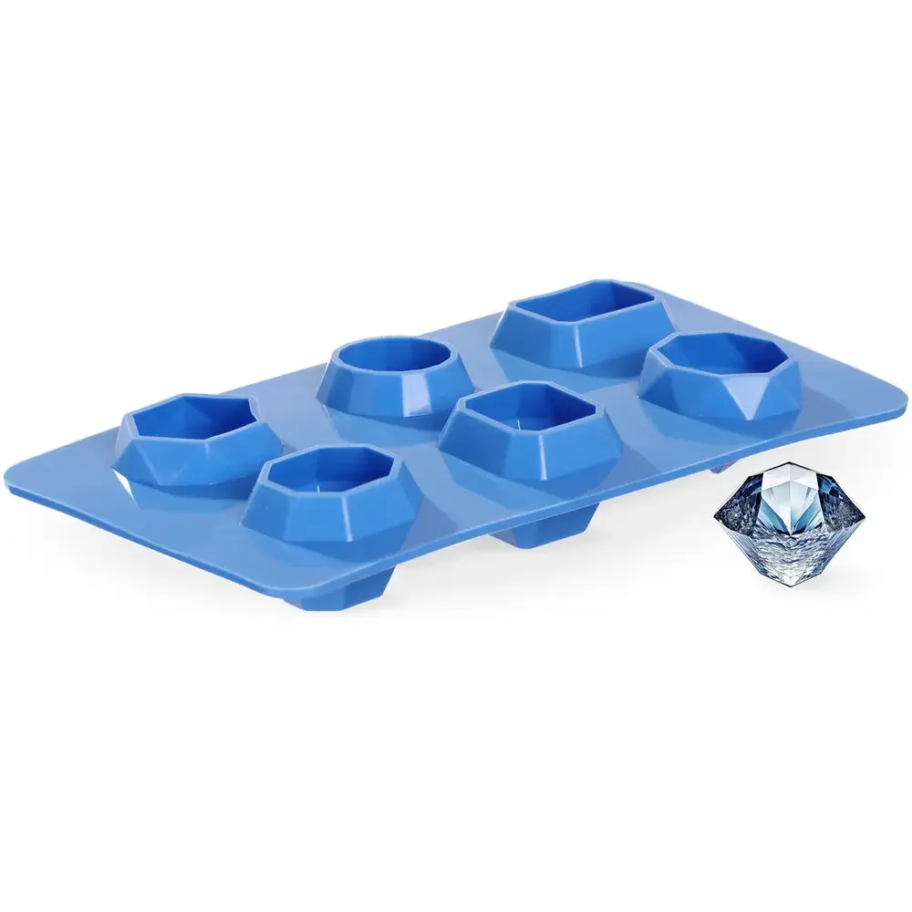 Hendi Ijsblokjesvormen | Barup | Siliconen | Blauw | 6 Edelsteenvormen | 2 Stuks | 190x105x30(h)mm