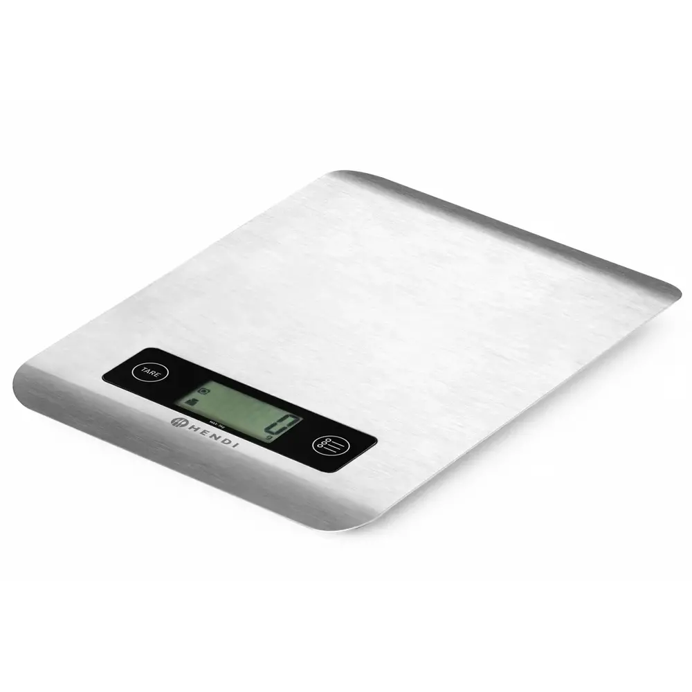 Hendi Keukenweegschaal | Aluminium | Max. 5kg | 1g Nauwkeurig | Draadloos | Touchbediening | 169x218x13(h)mm
